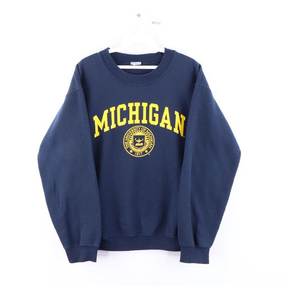 Vintage Sweaters | Vintage University of Michigan Crewneck Sweatshirt | Color: Blue | Size: S | Voguesquared's Closet